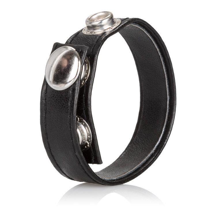 Extend your personal pleasure and stamina with the easy to u... CEN - Leather 3-Snap Ring - Black photo-3