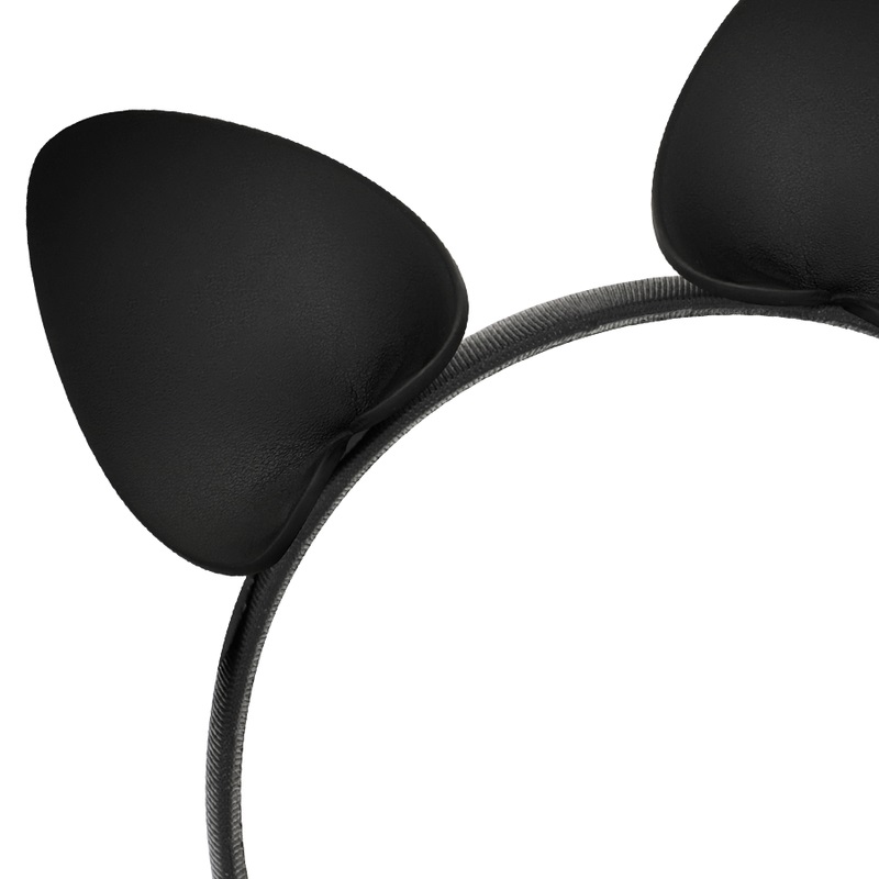 Original headband with cat ears made of vegan leather. An or... Coquette - Headband w Cat Ears - Black photo-3