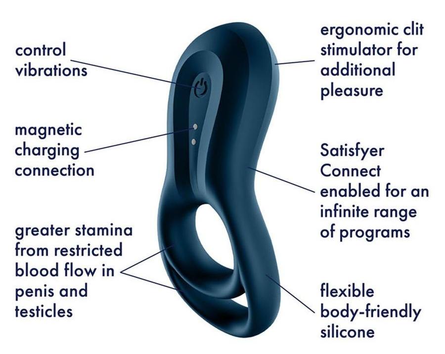 Give your manhood a sensual upgrade with our Satisfyer Epic ... Satisfyer - Epic Duo Ring Vibrator - Navy Blue photo-7