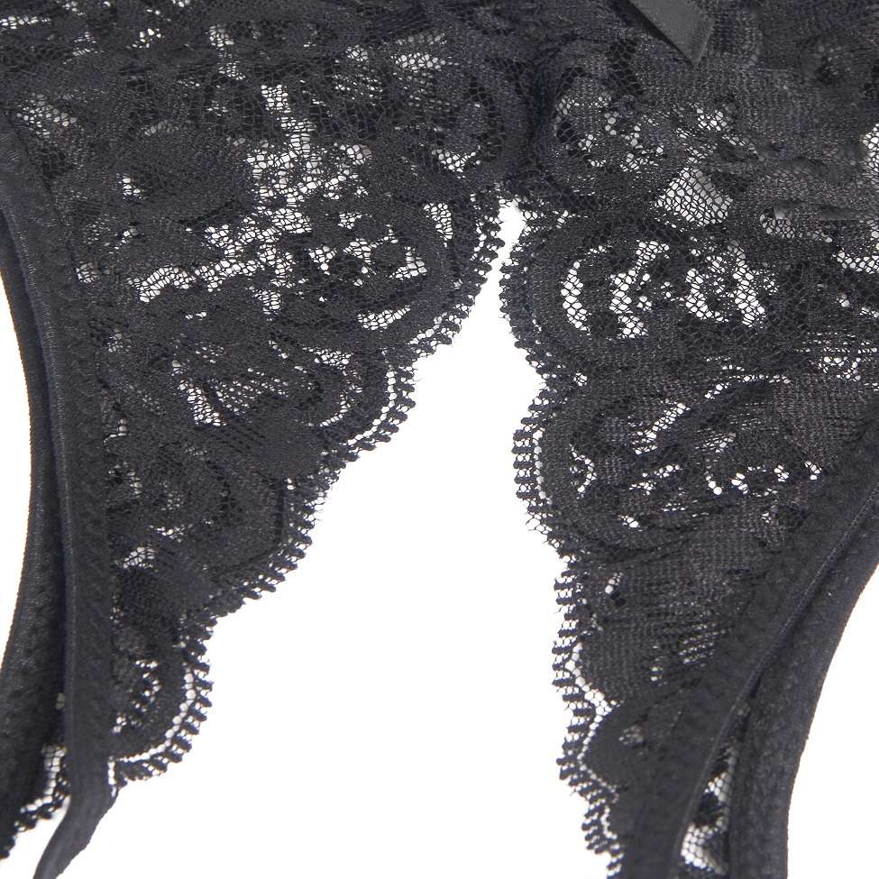 Sexy open crotch lace panty with cute bow
Material &nb... Ohyeah - Crotchless Lace Panty - Black - L photo-13