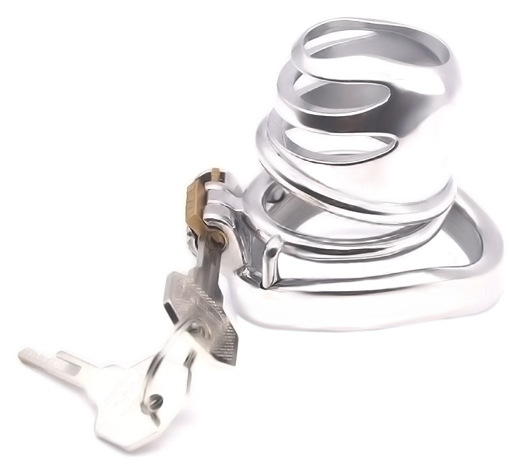 Total high: 57mm &n... FAAK - Chastity Cage 13 w Curved Ring 45mm - Silver photo-5