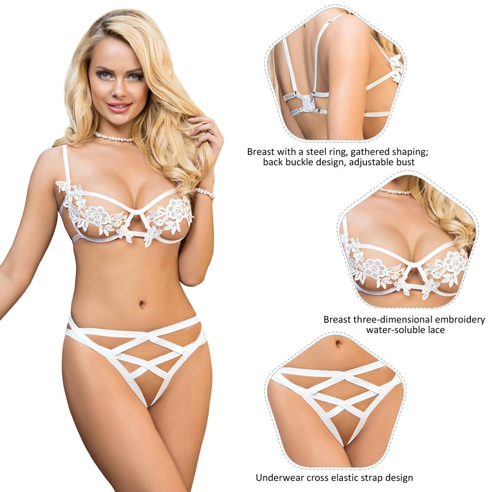 Elegant Embroidery Fashion Bra Set with Underwire
Material&... Ohyeah - Embroidery Underwire Set - White - XL photo-5