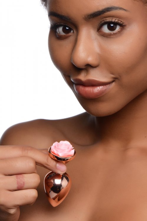 Enjoy this gorgeous rose-gold anal plug topped with a delica... Booty Sparks - Gold Anal Plug M - Pink photo-2