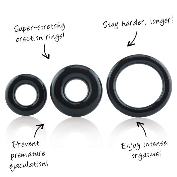 The Screaming O RingO's help keep him harder longer with... The Screaming O - RingO 3 Pack - Black photo-4
