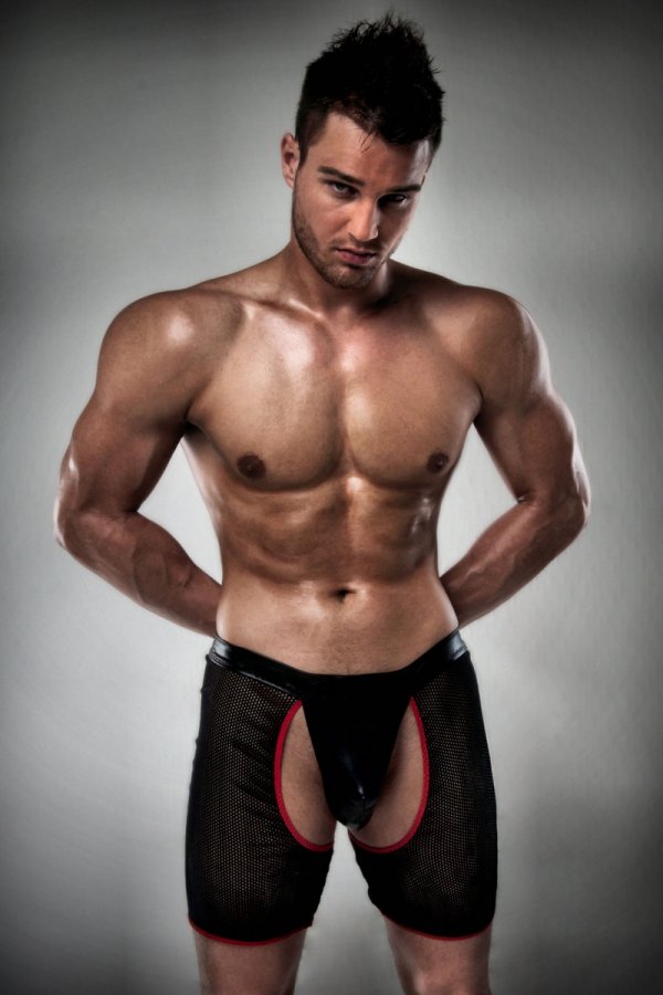 Men's boxer shorts with a flexible design and an unusual... Passion - Men's Thong 012 - Black - L/XL photo-3