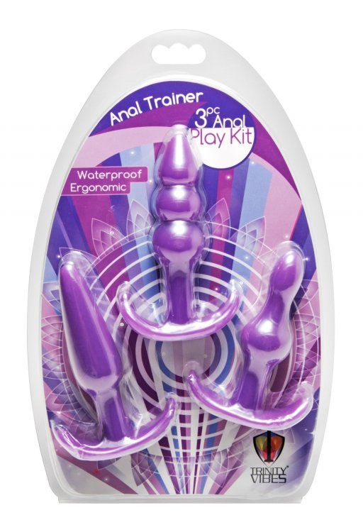 This butt plug trio is perfectly sized for beginners, and fe... Trinity Vibes - Anal Trainer 3 Piece Anal Play Kit - Purple photo-2