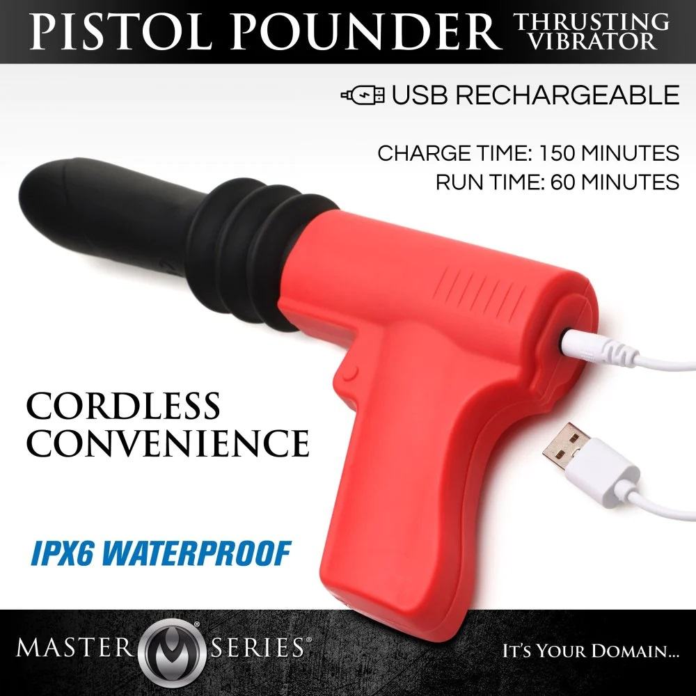 Give yourself some serious pounding with this Pistola Pounde... Master Series - Thrusting Pistola Vibrator photo-5