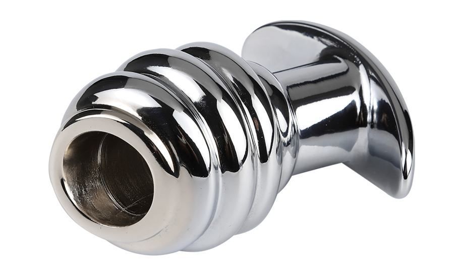 Hollow anal plug for massage and stimulate the anus MT - Hollow Ribbed Anal Plug - Silver photo-4
