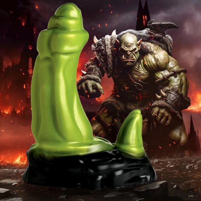 This massive Orc rod has an extra surprise at the base! The ... Creature Cocks - Orc Dildo - Green photo-2