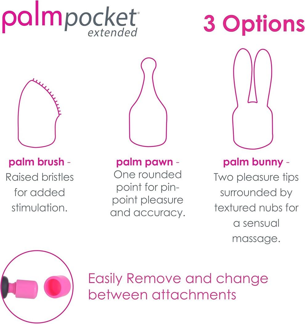 Palmpower - PalmPocket 3 Silicone Massage Heads - Pink photo-4