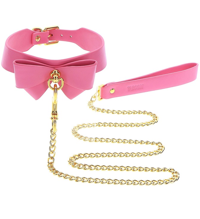Add a touch of cuteness and sexiness to your bondage collect... Taboom - Malibu Collar w Leash - Pink photo-3
