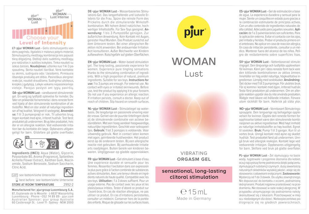 Clitoral stimulation in a bottle: pjur WOMAN Lust gives wome... Pjur - Woman Lust Vibrating Orgasm Gel - 15ml photo-5