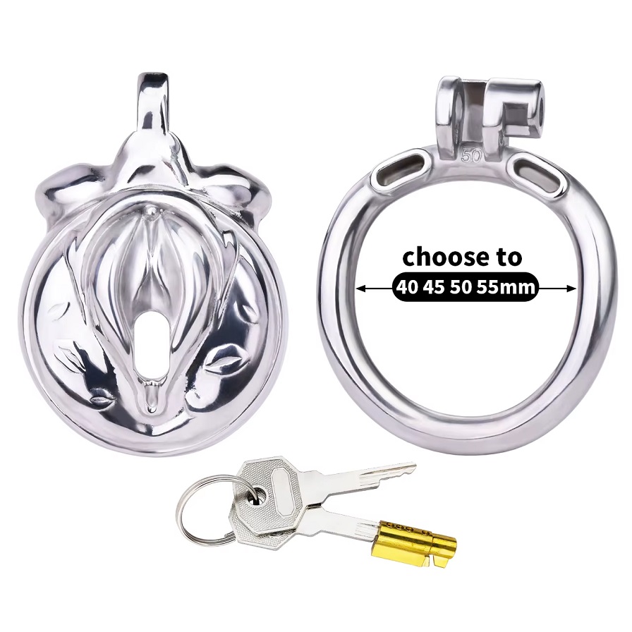 Material: 304 Stainless steel &... FAAK - Pussy Metal Chastity Cage 45mm - Black photo-5