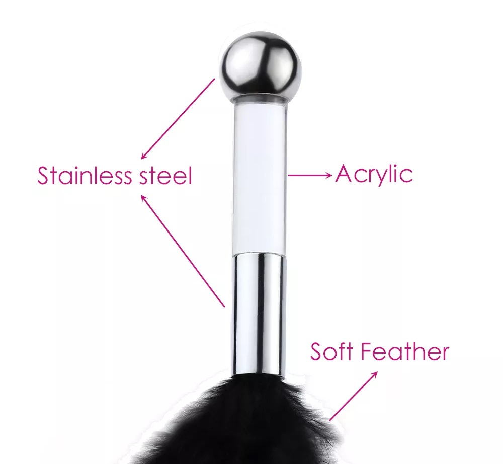 Luxury BDSM tickler is designed with soft feather and acryli... MT - Feather Tickler - Pink/Silver photo-2