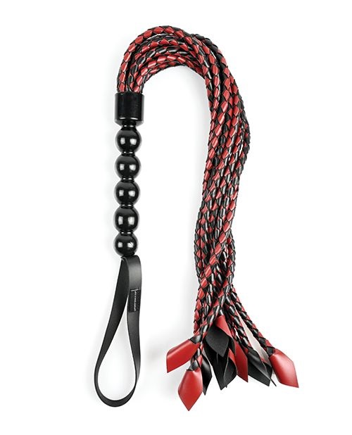 Intensify your impact play with the Saffron Braided Flogger.... Sportsheets - Saffron Braided Flogger - Red/Black photo-3