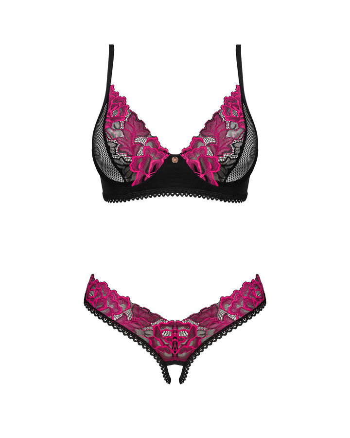 Make sure you create an unforgettable atmosphere during your... Obsessive - Rosenty Crotchless Set - Black - M/L photo-3