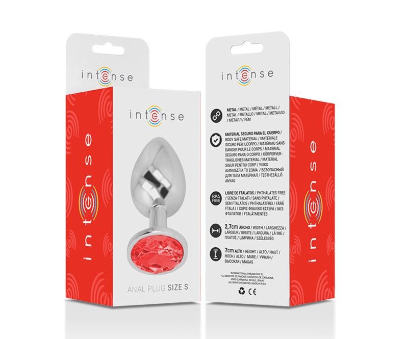 Let your buttocks shine with the anal plug from Intense, dec... Intense - Metal Gem Plug S - Red photo-7