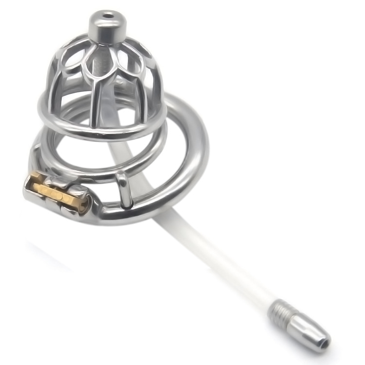 Total high: 52mm &n... FAAK - Chastity Cage 01 w Belt & Catheter 45mm - Silver photo-6