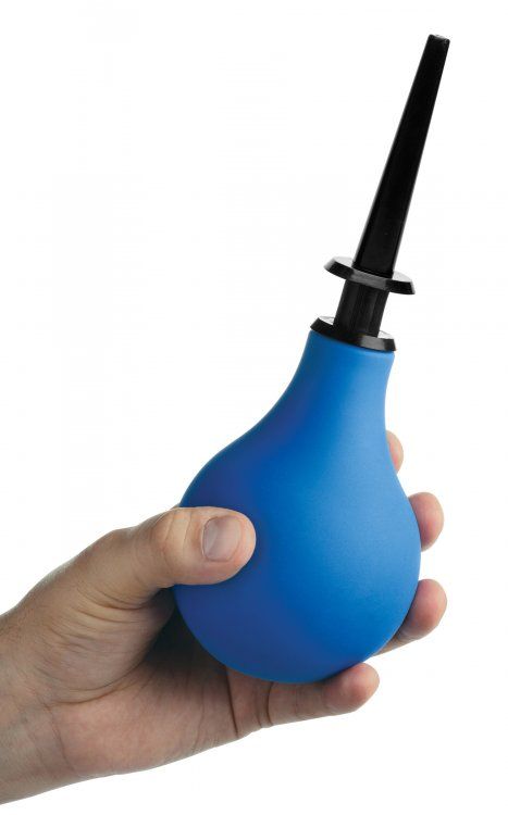 Take your pick between three nozzles with this versatile ene... CleanStream - Premium One-Way Valve Anal Douche Set - Blue photo-2