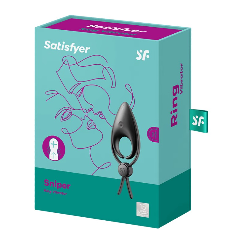 Made from body-friendly silicone and featuring 2 loops, one ... Satisfyer - Sniper Vibro Ring - Black photo-6
