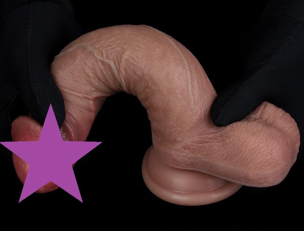 Experience unparalleled pleasure with our Dual-Layered Silic... Lovetoy - 7.5" Dual Layered Natural Dildo - Brown photo-2
