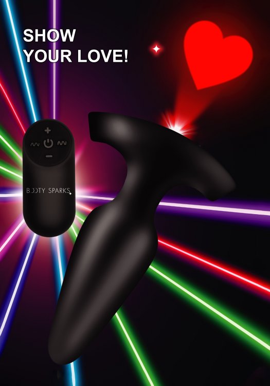 Show off your heart and your rhythm! This anal plug has a br... Booty Sparks - Laser Heart Anal Plug S - Black photo-4