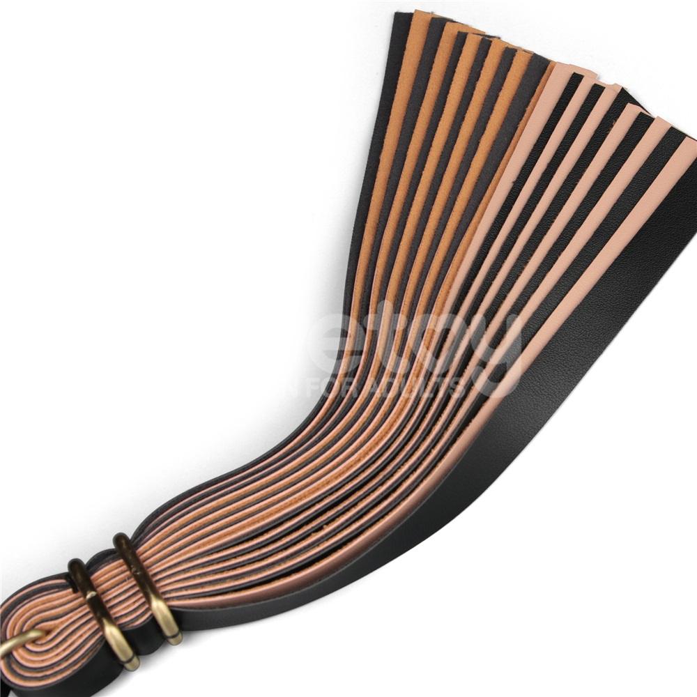 Immerse yourself in a blend of luxury and rustic charm with ... Lovetoy - Rebellion Reign Flogger - Black/Beige photo-5