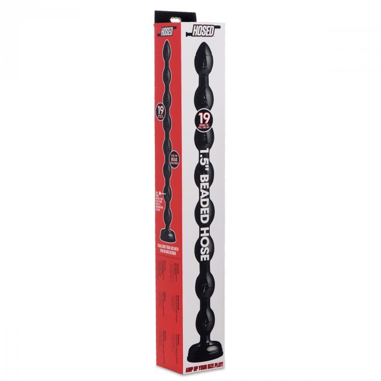 Suction down the base of these sleek, extra-long anal beads ... Hosed - 1.5'' Beaded Hose -19'' Long - Black photo-4
