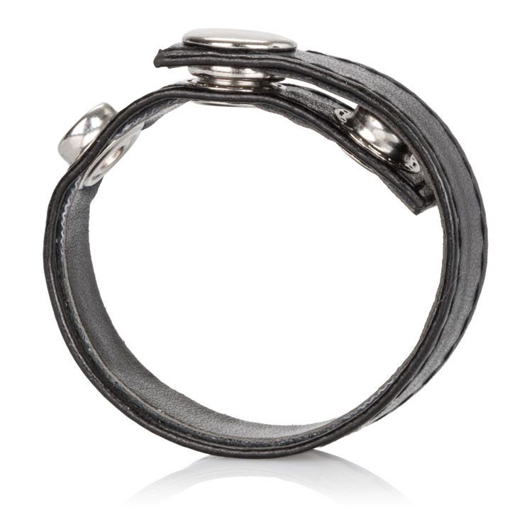 Extend your personal pleasure and stamina with the easy to u... CEN - Leather 3-Snap Ring - Black photo-2