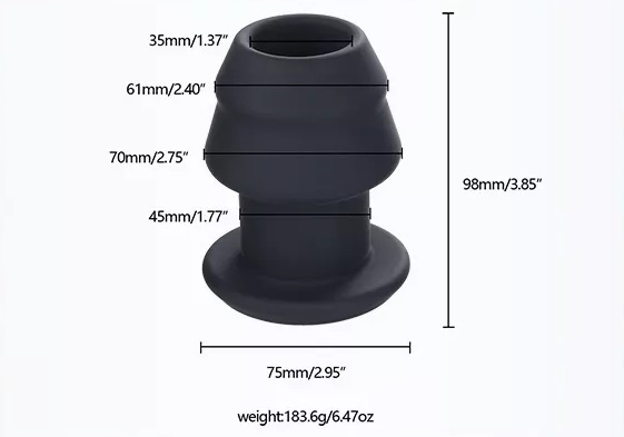 Round bottom hollow anal plug can expand the anus or use as ... MT - External Hollow Anal Plug L - Black photo-5