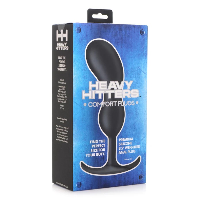 Take a Heavy Hit to your backdoor - this curved comfort plug... Heavy Hitters - Weighted Prostate Plug XL - Black photo-5