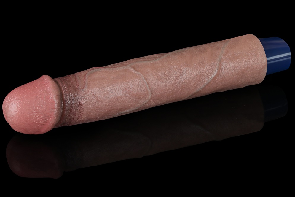 Boasting a lifelike realistic design, Lovetoy Real softer pl... Lovetoy - 9" Real Softee Vibro Dildo - Brown photo-8