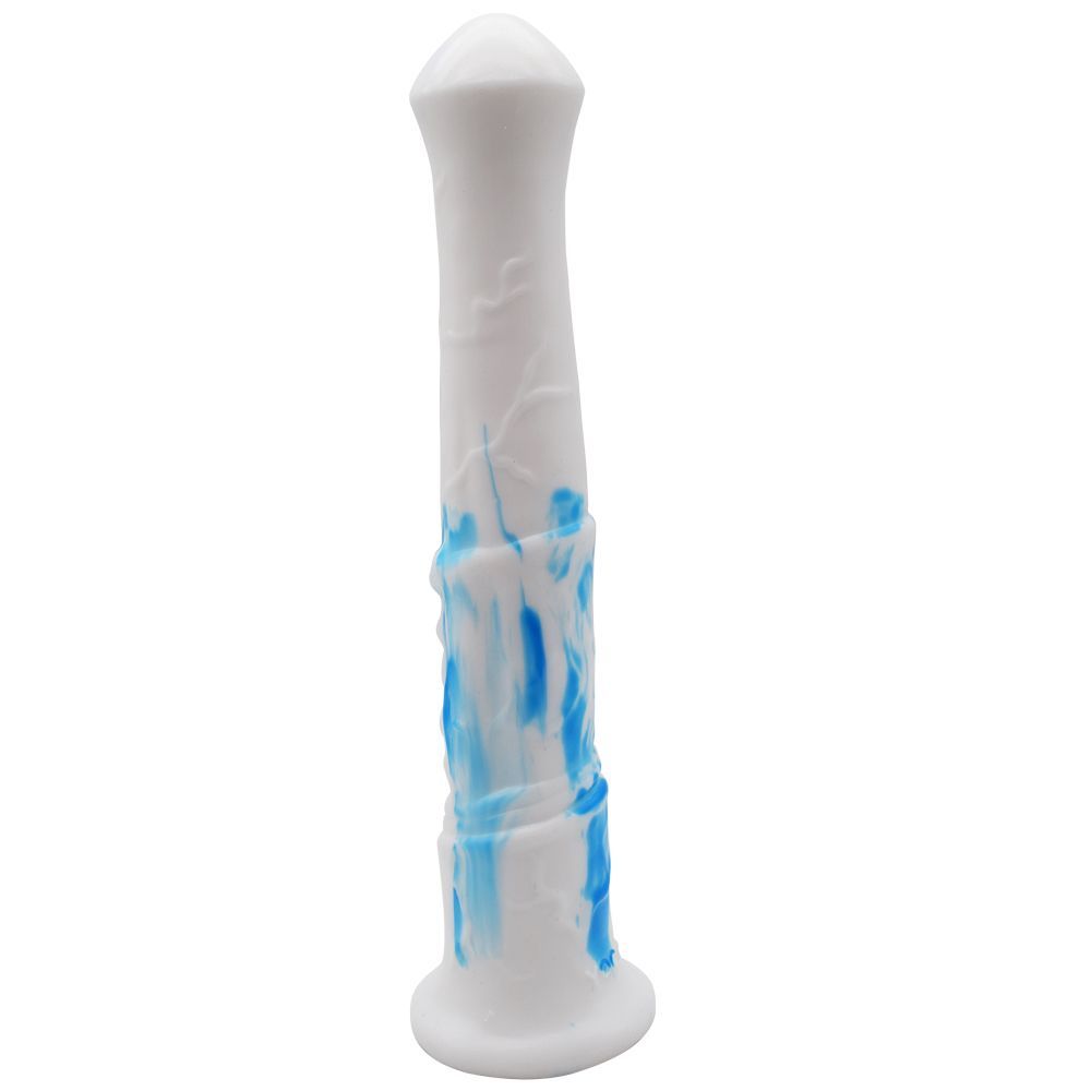 Silicone horse anal dildo, artificial realistic anal plug, s... FAAK - Horse Long Dildo - White/Blue photo-13