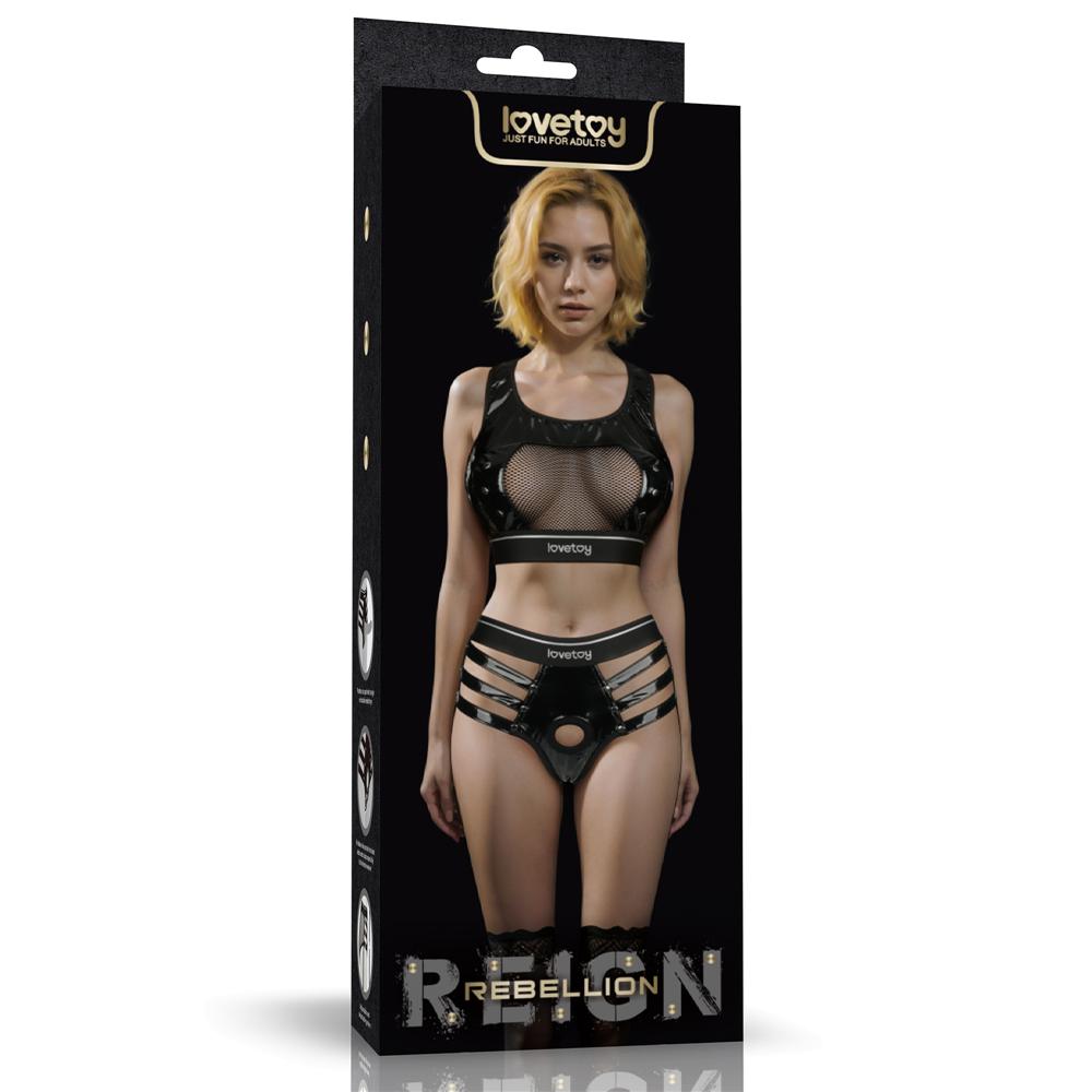 Discover the thrilling fusion of innovation and allure with ... Lovetoy - Rebellion Reign Harness Strap-On Set L/XL - Black photo-14