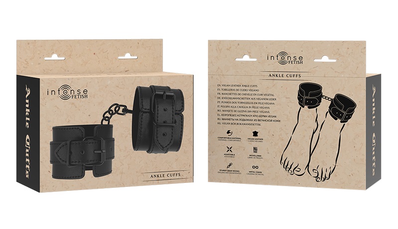 The vegan leather ankle cuffs from the INTENSE FETISH brand ... Intense - Vegan Ankle Cuffs - Black photo-6