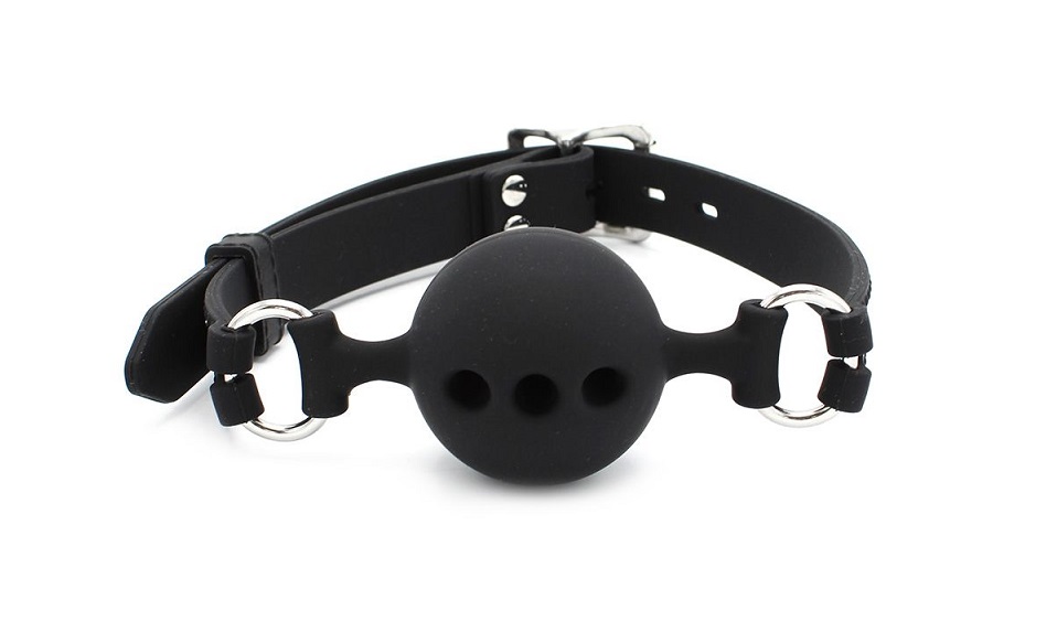 This flexible silky smooth silicone mouth Ball Gag is very f... Kiotos - Breathable Ball Gag - Black photo-2