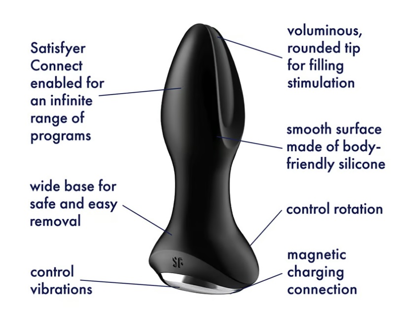 The Rotator Plug 2 Connect app stimulates with its bulbous, ... Satisfyer - Rotator Vibro Plug 2 Plus - Black photo-6
