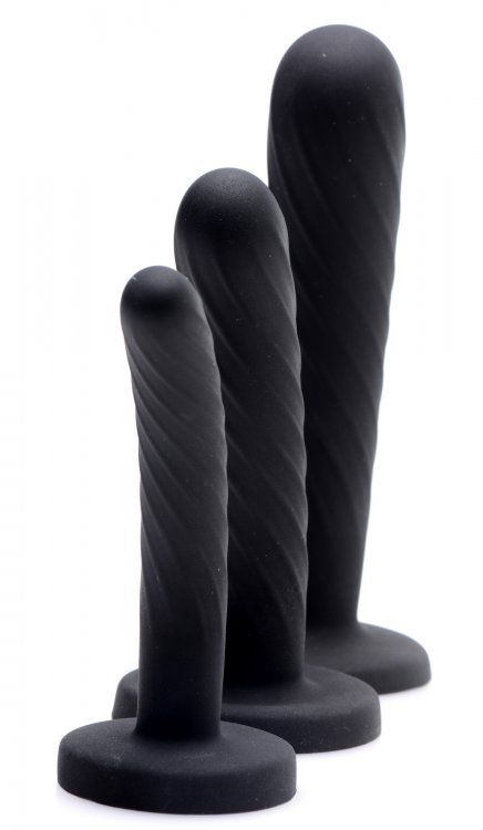 If you are interested in comfortably preparing your body for... Strap U - Trinity Strap-On Silicone 3 Piece Dildo Set - Black photo-3