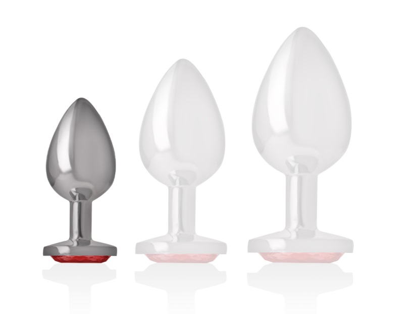 Let your buttocks shine with the anal plug from Intense, dec... Intense - Metal Gem Plug S - Red photo-5