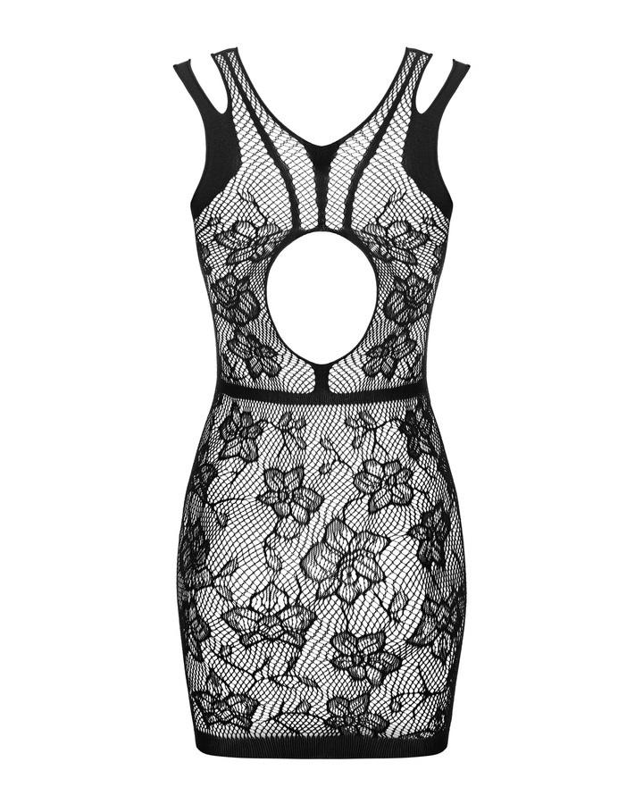 This hot dress with a flowery pattern is a fiery proposition... Obsessive - D239 Dress - Black - S/M/L photo-4