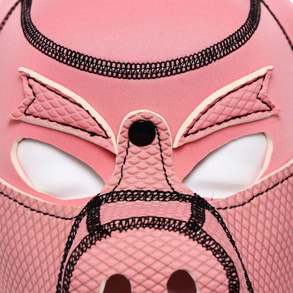 The pig hood is soft and stretchable. No zippers or fuss wit... Kiotos - Pig BDSM Hood - Pink photo-9