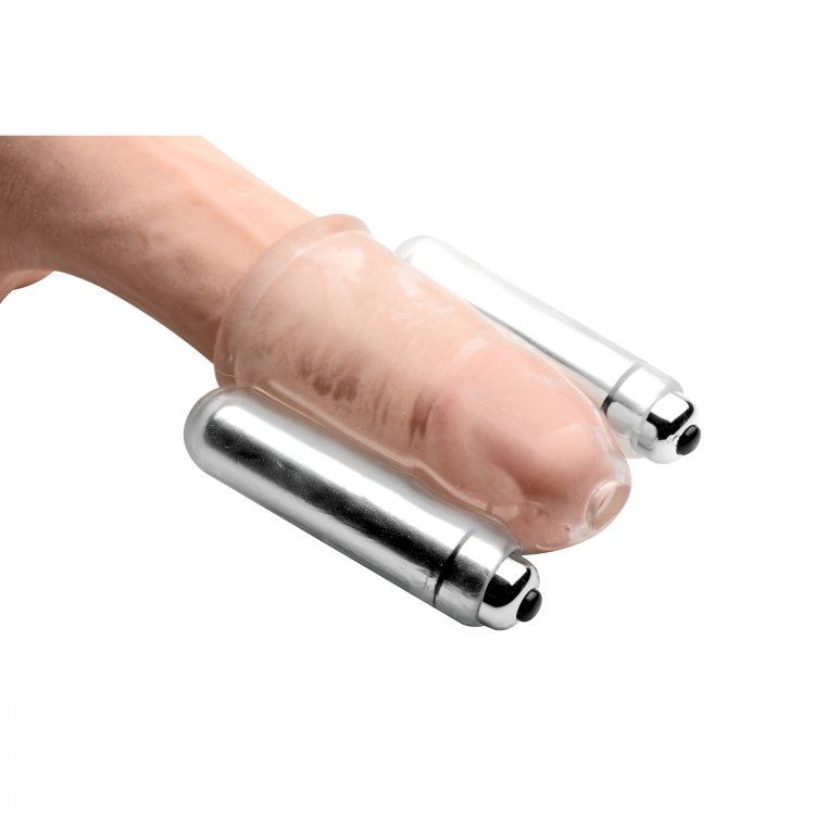 This clear sheath allows you to watch your penis head thrum!... Trinity Vibes - Intense Dual Vibrating Penis Head Teaser - Clear photo-3