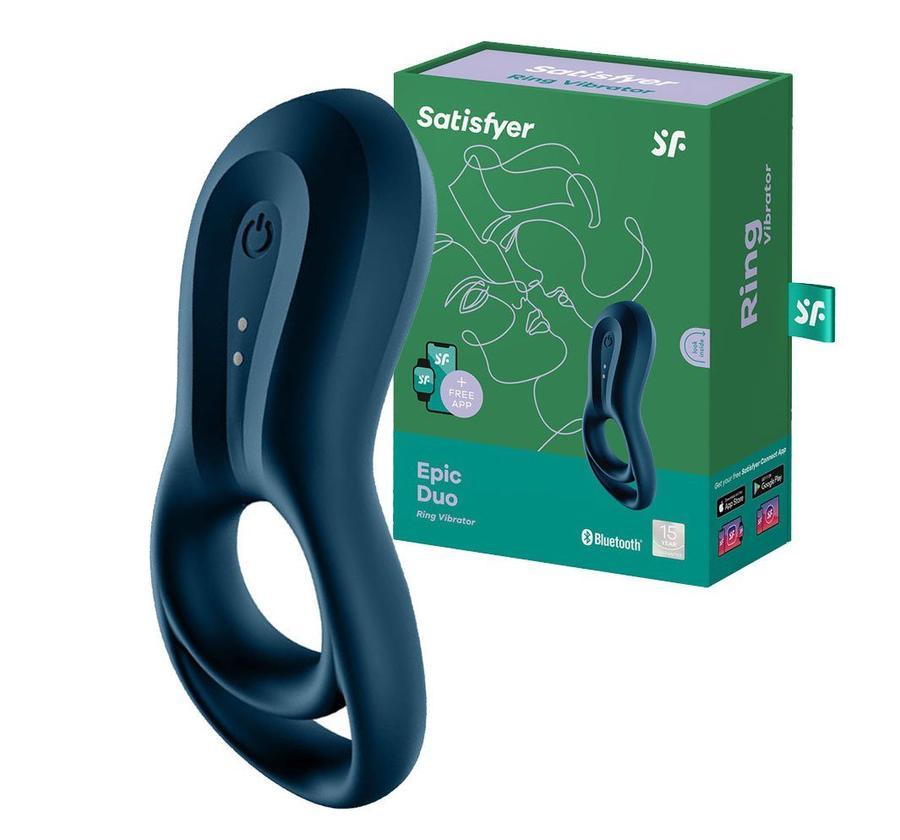 Give your manhood a sensual upgrade with our Satisfyer Epic ... Satisfyer - Epic Duo Ring Vibrator - Navy Blue photo-8