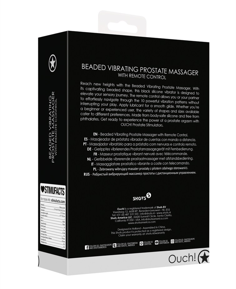 Reach new heights with the Beaded Vibrating Prostate Massage... Ouch - Beaded Prostate Massager - Black photo-9