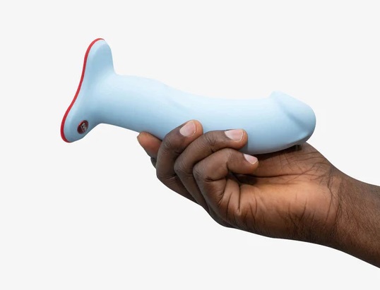 The organic, slightly curved shape of the strong sex toys pr... Fun Factory - The Boss Stub - Dove Blue photo-6