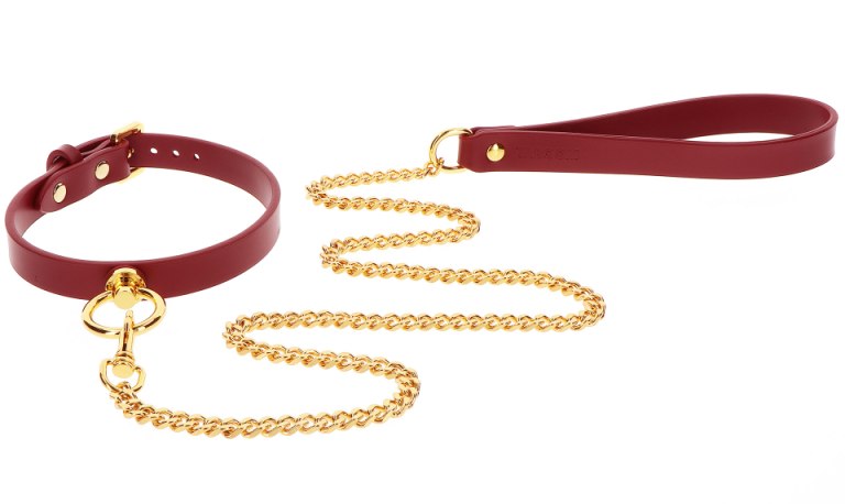 Explore your kinky side! Use the TABOOM O-RING COLLAR & CHAI... Taboom - O-Ring Collar w Leash - Red photo-3