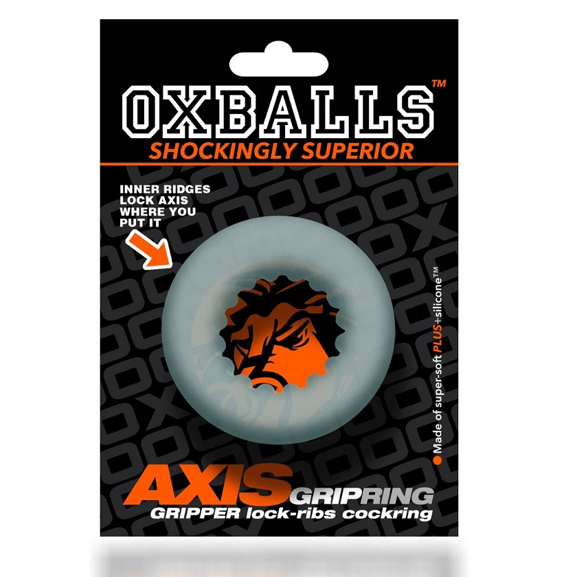 AXIS comfort cockring with inner ribs for a grippier bigger ... Oxballs - AXIS Rib Griphold Cockring - Clear Ice photo-5