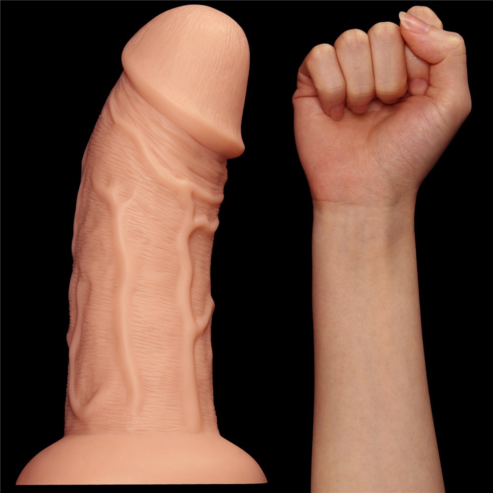 Explore every inch of legendary king-sized realistic dildo f... Lovetoy - 9.5" Realistic Curved Dildo - Flesh photo-3