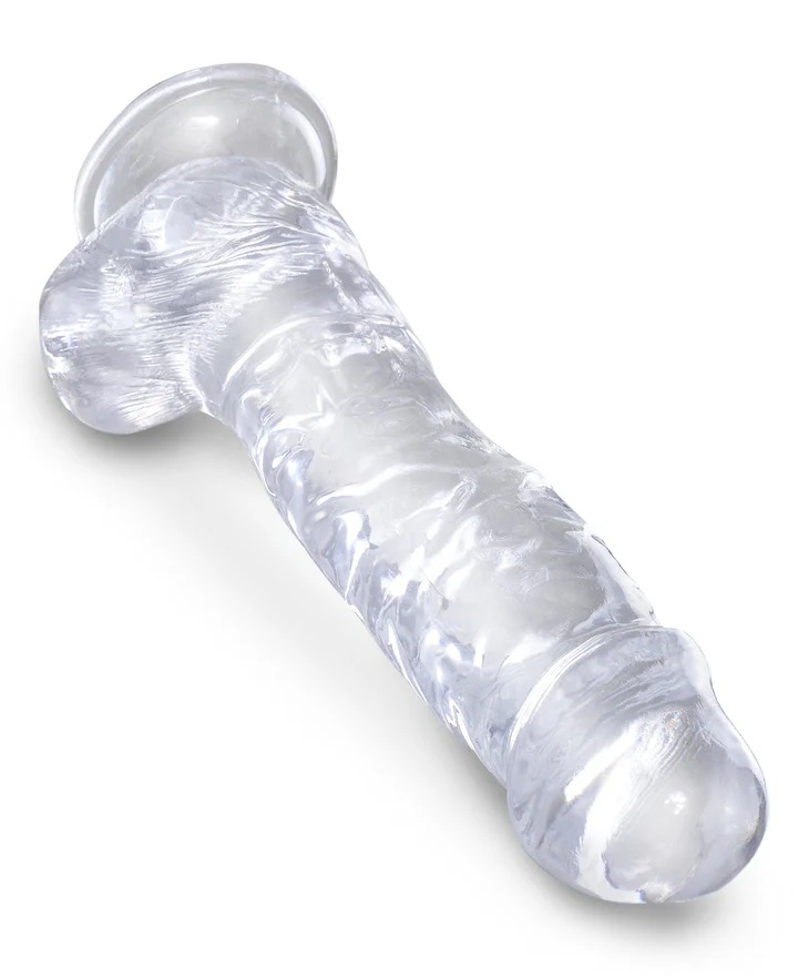 Dildo combines a translucent dildo with a realistic cock des... King Cock - 8" Cock w Balls - Clear photo-4