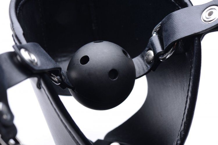 Turn your partner into your kinky little pet when you make t... Master Series - Pup Puppy Play Hood Breathable Ball Gag - Black photo-2